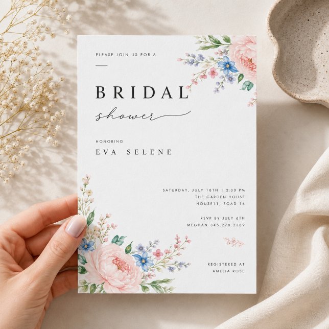 Romantic Pastel Floral Bridal Shower Invitation . (Creator Uploaded)