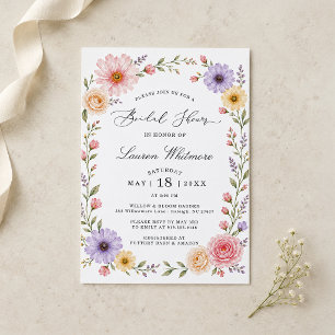 Romantic Pastel Floral Frame Garden Bridal Shower Invitation