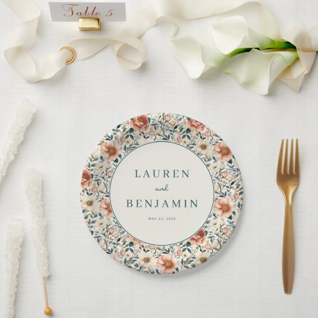 Romantic Pastel Floral Paper Plate (Wedding)
