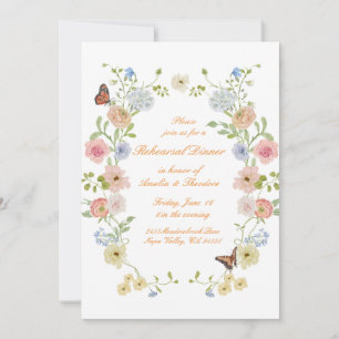 Romantic Pastel Floral Rehearsal Dinner Invite