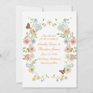 Romantic Pastel Floral Save the Date Card