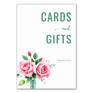 Romantic Pastel Floral Watercolor Roses Table Number