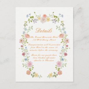 Romantic Pastel Floral Wedding Details Card