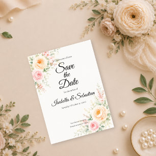Romantic Pastel Floral Wedding Save The Date