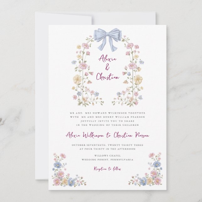 Romantic Pastel Flower Garden Wedding Invite (Front)