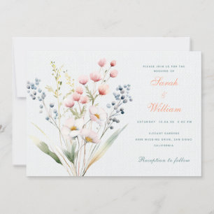 Romantic pastel flowers Wedding Invitation