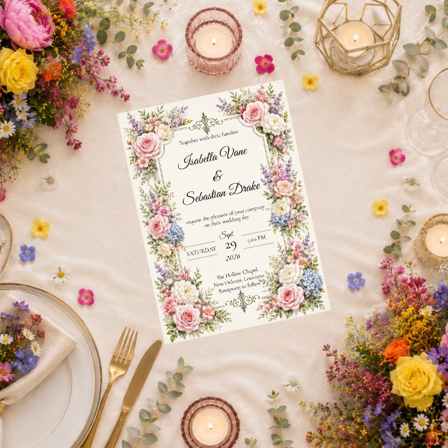 Romantic Pastel Garden Elegance Wedding  Invitation (Creator Uploaded)