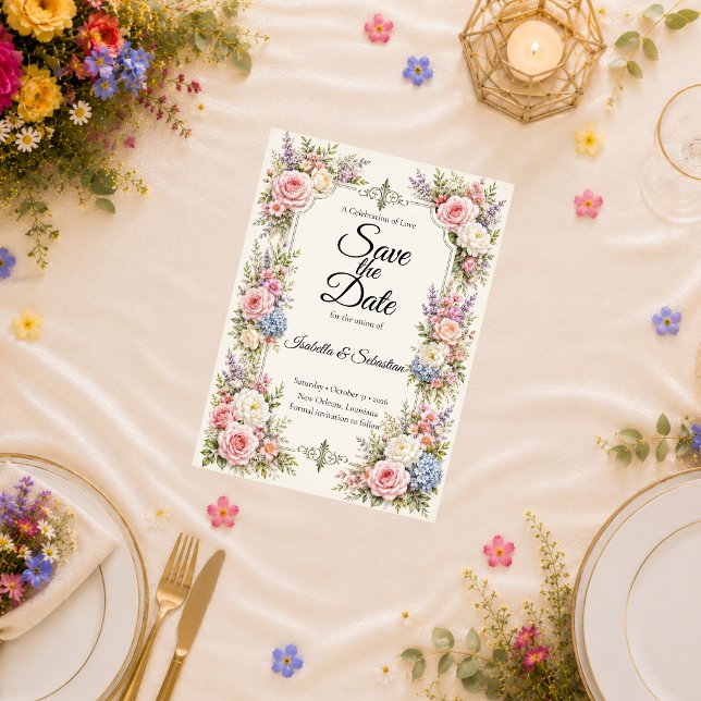 Romantic Pastel Garden Elegance Wedding Save The Date (Creator Uploaded)
