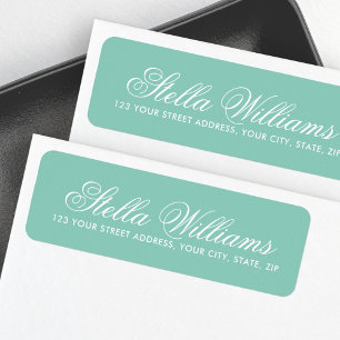 Romantic pastel green calligraphy script address