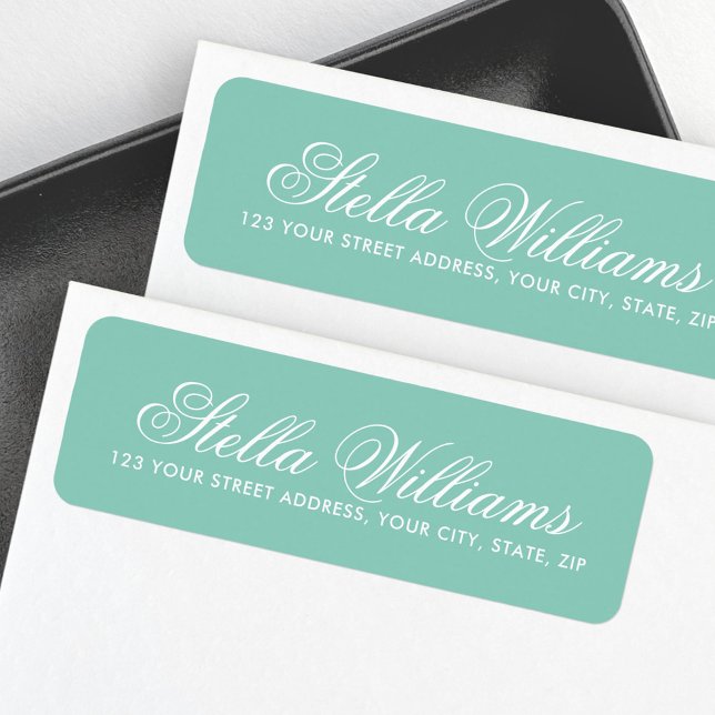 Romantic pastel green calligraphy script address (Romantic pastel green calligraphy script address label)
