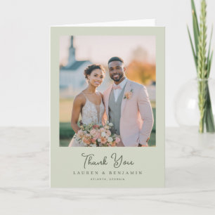 Romantic Pastel Green Photo Thank You Card