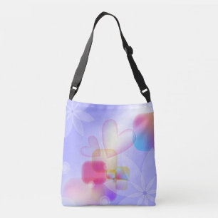 Romantic pastel hearts and flowers design crossbody bag