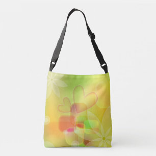 Romantic pastel hearts and flowers design crossbody bag