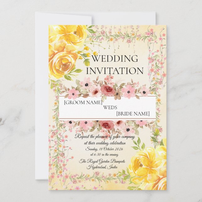 Romantic Pastel Indian Wedding Invite (Front)