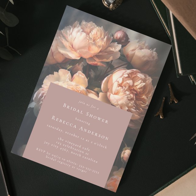 Romantic Pastel Peony Florals Bridal Shower Invitation (Creator Uploaded)