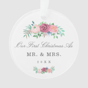 Romantic Pastel Pink Floral Garland Wedding Photo Ornament