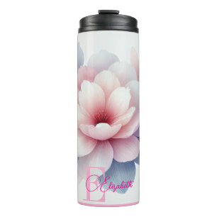 Romantic Pastel Pink Floral Personalised  Thermal Tumbler