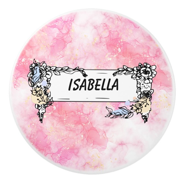 Romantic Pastel Pink Glitter Ceramic Knob (Front)