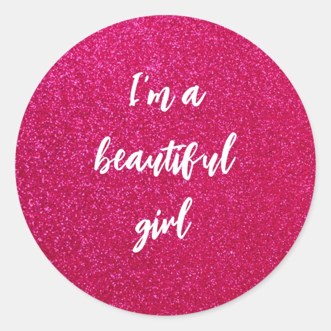 Romantic Pastel Pink Glitter Classic Round Sticker (Front)