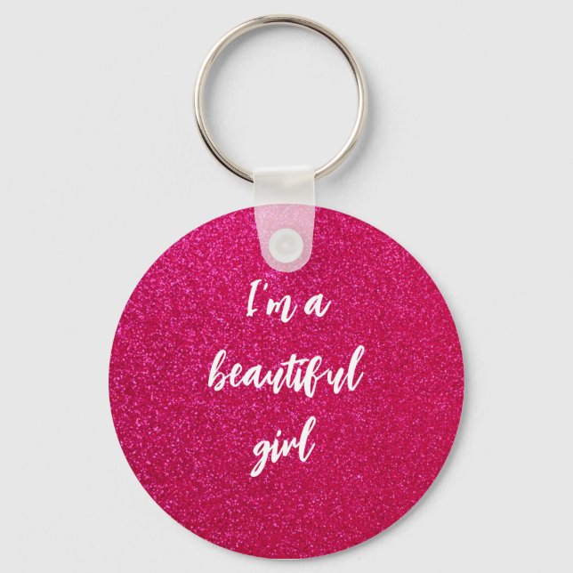Romantic Pastel Pink Glitter Key Ring (Front)