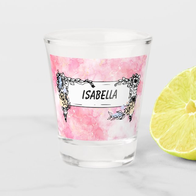 Romantic Pastel Pink Glitter Shot Glass (Front)