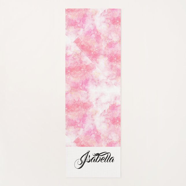Romantic Pastel Pink Glitter Yoga Mat (Front)