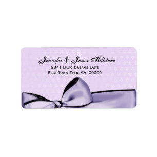 Romantic Pastel Purple Bow & Damask Wedding Label