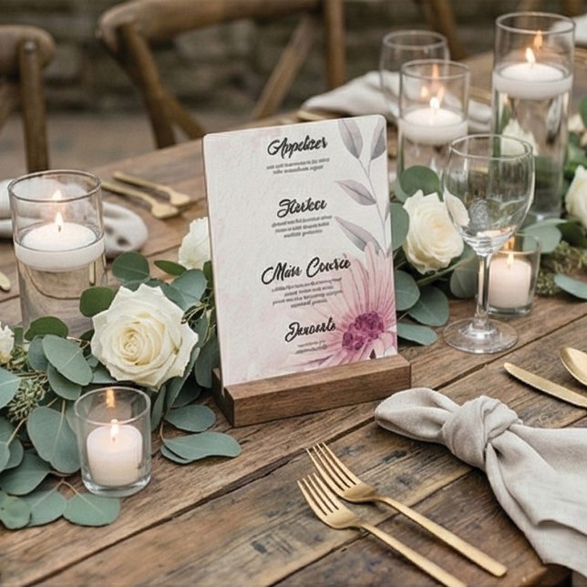 Romantic Pastel Purple Daisy Wedding Menu (Creator Uploaded)