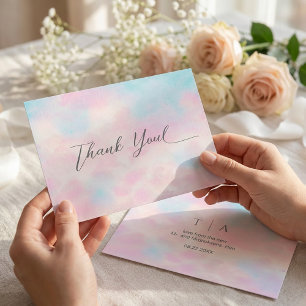 Romantic Pastel Thank You Card – Soft Pink & Blue