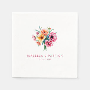 Romantic Pastel Watercolor Floral Bouquet Napkin