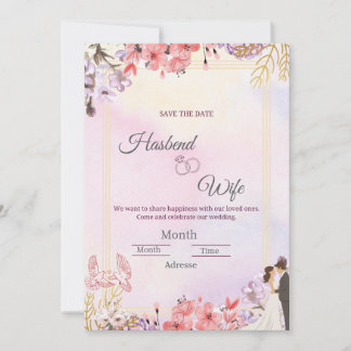 Romantic Pastel Watercolor Floral Save The Date Invitation