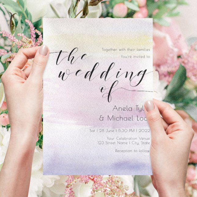 ©Romantic Pastel Watercolor Typography Wedding ll Invitation (Creator Uploaded)