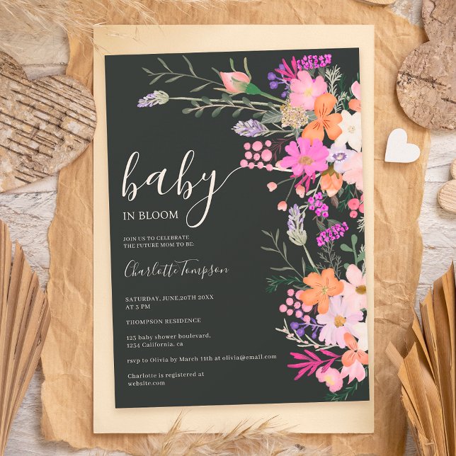 Romantic pastel wild flowers spring baby shower invitation (Creator Uploaded)