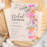 Romantic pastel wild flowers spring bridal shower invitation<br><div class="desc">Romantic pastel wild flowers spring summer bridal shower with pretty wild country flowers in pink,  peach,  purple,  lavender,  green leaves and more,  with a brushed script typography on an elegant editable soft pastel ivory background.</div>