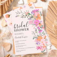 Romantic Pastel Wild Flowers Spring Bridal Shower Invitation at Zazzle