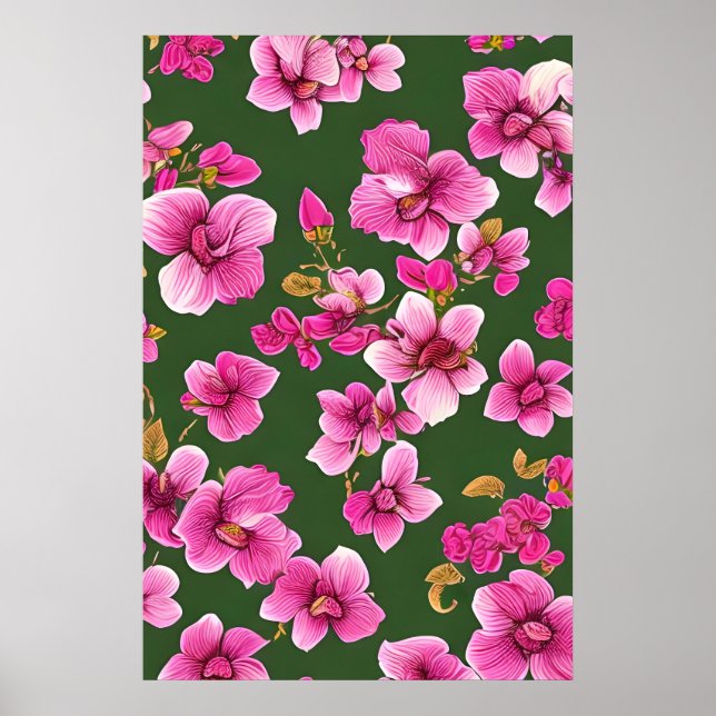 Romantic pattern of purple orchids poster (Front)
