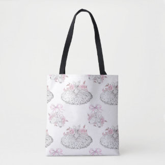 Romantic Pattern with Ballet Dresses and Ballet Sh Tote Bag