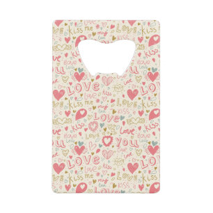 Romantic Pattern with Hearts and Lips