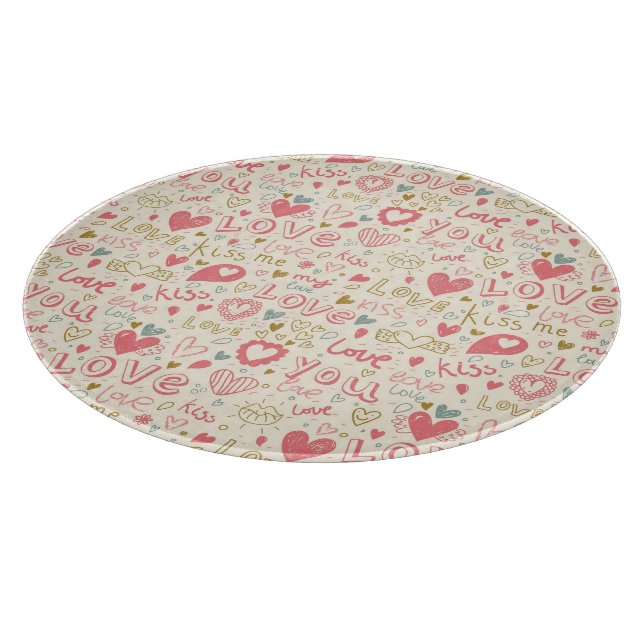 Romantic Pattern with Hearts and Lips Cutting Board (Corner)