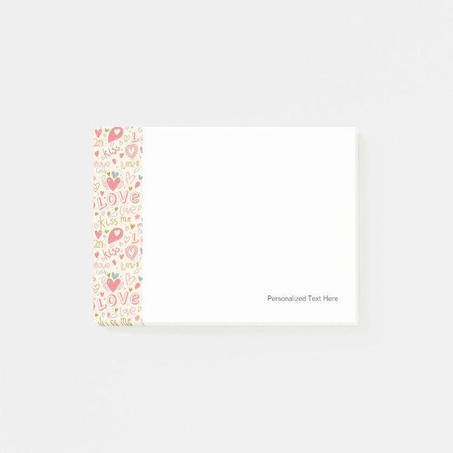 Romantic Pattern with Hearts and Lips Post-it Notes (Front)