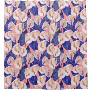 Romantic Peace Lily Pattern Shower Curtain