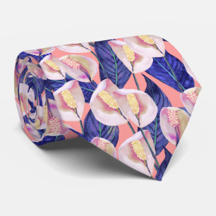 Romantic Peace Lily Pattern Tie