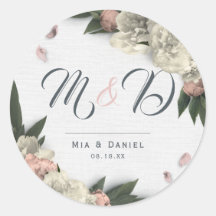 Romantic Peach and White Floral Peonies