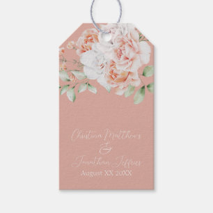 Romantic Peach and White Flowers Gift Tags