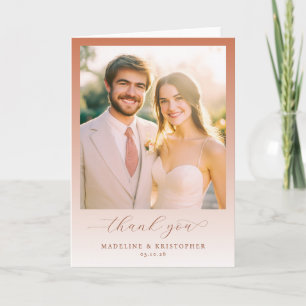 Romantic Peach Elegant Photo Thank You Card
