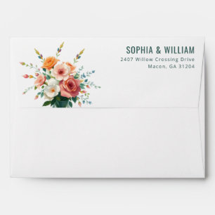 Romantic Peach Floral Arrangment Envelope