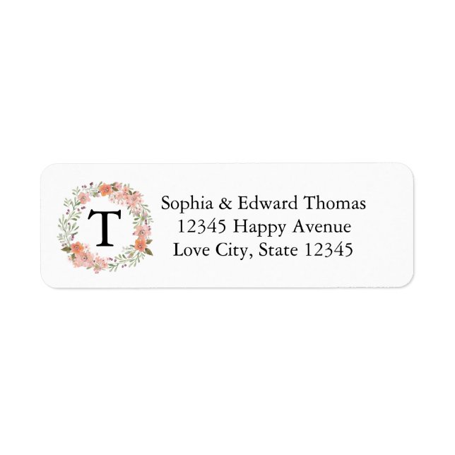 Romantic Peach Floral Monogram Wedding (Front)