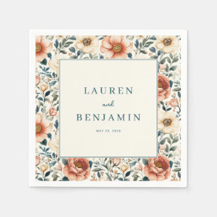 Romantic Peach Floral Napkin