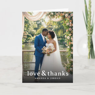 Romantic Peach Floral Photo Thank You Card