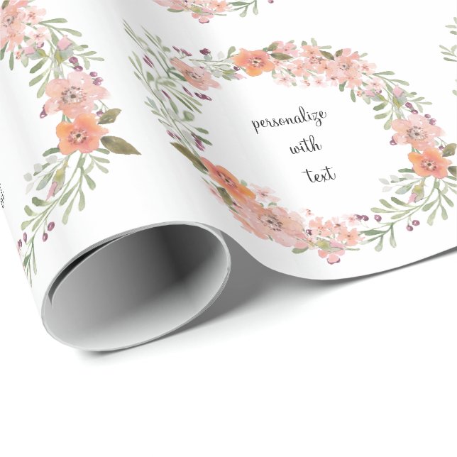 Romantic Peach Floral Wrapping Paper (Roll Corner)